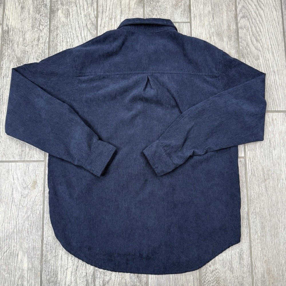 RSQ Blue‎ Corduroy Button Down Long Sleeve 100% Polyester Shirt Size Medium - Picture 8 of 9